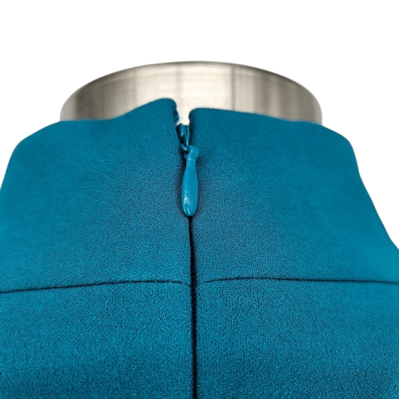 Calvin Klein Retro Fit Flare Dress Blue Sleeveless Button High Neck Zip 14 - Picture 5 of 9